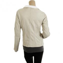 مملوكة مسبقًا Armani Collezioni Beige Leather and Linen Light Jacket M