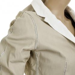 مملوكة مسبقًا Armani Collezioni Beige Leather and Linen Light Jacket M