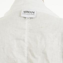 مملوكة مسبقًا Armani Collezioni Beige Leather and Linen Light Jacket M