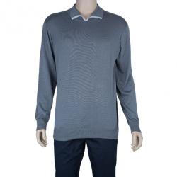 Pre Owned Armani Collezioni Gray Long Sleeve Polo Shirt XL