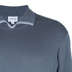Pre Owned Armani Collezioni Gray Long Sleeve Polo Shirt XL