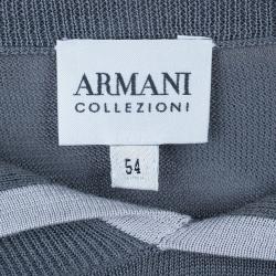 Pre Owned Armani Collezioni Gray Long Sleeve Polo Shirt XL