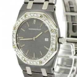Audemars Piguet Grey Tantalum Diamond Royal Oak Men's Wristwatch 33MM