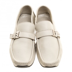 Baldinini Cream Leather Buckle Detail Loafers Size 41.5