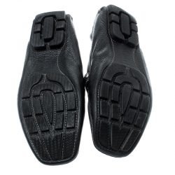 Pre Owned Baldinini Black Leather Buckle Detail Loafers Size 46