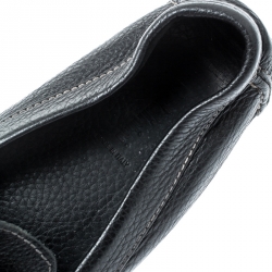 Pre Owned Baldinini Black Leather Buckle Detail Loafers Size 46