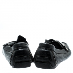 Pre Owned Baldinini Black Leather Buckle Detail Loafers Size 46