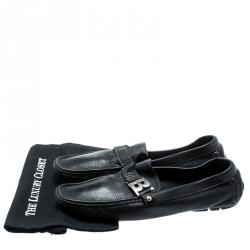 Pre Owned Baldinini Black Leather Buckle Detail Loafers Size 46