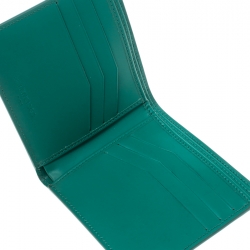 Pre Owned Balenciaga Sea Green Grid Embossed Leather Bifold Wallet