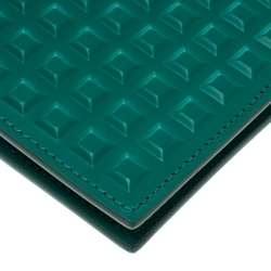 Pre Owned Balenciaga Sea Green Grid Embossed Leather Bifold Wallet