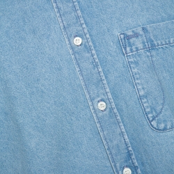 Pre Owned Balenciaga Blue Denim Raw Edge Detail Short Sleeve Oversized Shirt S 