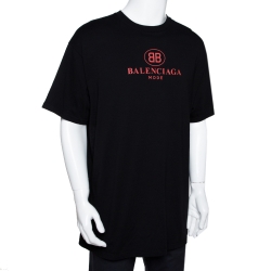 Balenciaga Black BB Balenciaga Mode Print Cotton T-Shirt M