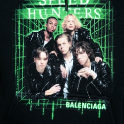 Pre Owned Balenciaga Black Cotton Speed Hunters Graphic Printed Hoodie S