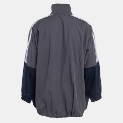 Balenciaga Multicolor Logo Print Cotton Poplin Oversized Zipper Jacket M