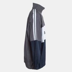 Balenciaga Multicolor Logo Print Cotton Poplin Oversized Zipper Jacket M