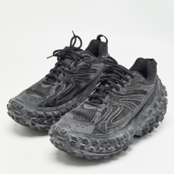 Pre Owned Balenciaga Black Faux Leather and Mesh Defender Sneakers Size 43