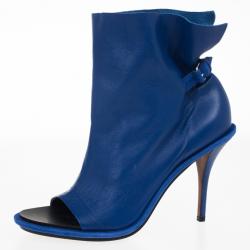 مملوكة مسبقًا Balenciaga Blue Leather Glove Ankle Boots Size 40