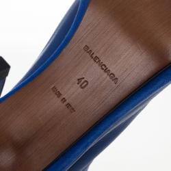 مملوكة مسبقًا Balenciaga Blue Leather Glove Ankle Boots Size 40