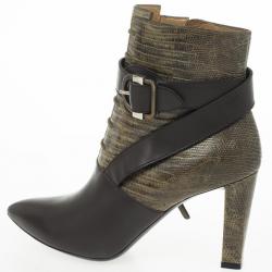 مملوكة مسبقًا Balenciaga Snakeskin & Leather Ankle Boots Size 38