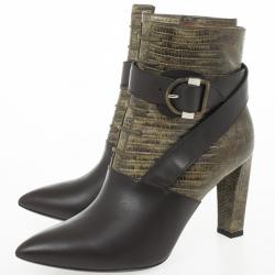 مملوكة مسبقًا Balenciaga Snakeskin & Leather Ankle Boots Size 38