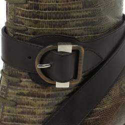 مملوكة مسبقًا Balenciaga Snakeskin & Leather Ankle Boots Size 38