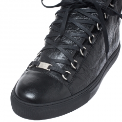 Pre Owned Balenciaga Black Leather Arena Low Top Sneakers Size 44