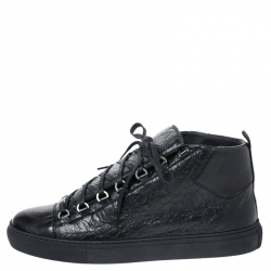Pre Owned Balenciaga Black Leather Arena Low Top Sneakers Size 44