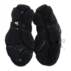 Pre Owned Balenciaga Black Mesh,Leather and Suede Triple S Sneakers Size 44