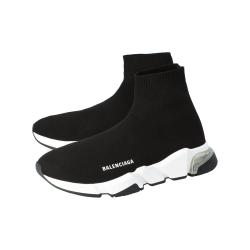 Pre Owned Balenciaga Black Knit Speed Clear Sole Sneakers Size 42