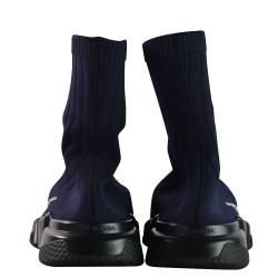 Pre Owned Balenciaga Blue Elastane Speed Ribbed Low Trainer Sneakers Size 43