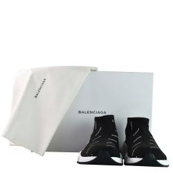 Pre Owned Balenciaga Black Nylon Low Logo Speed Trainer Sneaker Size 41