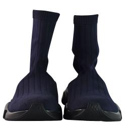 Pre Owned Balenciaga Blue Elastane Speed Ribbed Low Trainer Sneakers Size 44