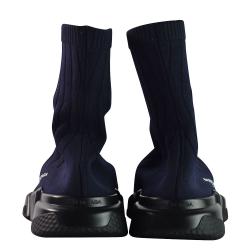 Pre Owned Balenciaga Blue Elastane Speed Ribbed Low Trainer Sneakers Size 44