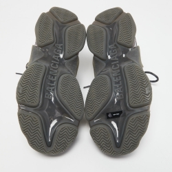 Pre Owned Balenciaga Grey Leather and Mesh Triple S Clear Sneakers Size 43
