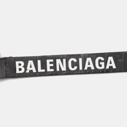 Pre Owned Balenciaga Grey Croc Embossed Leather Rings Key Holder