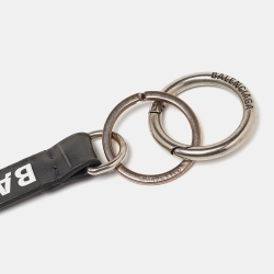 Pre Owned Balenciaga Grey Croc Embossed Leather Rings Key Holder