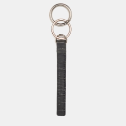 Pre Owned Balenciaga Grey Croc Embossed Leather Rings Key Holder