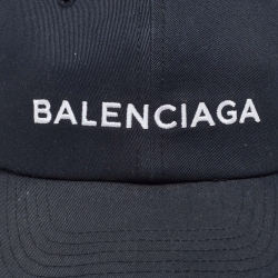 Pre Owned Balenciaga Black Logo Embroidered Cotton Baseball Cap L
