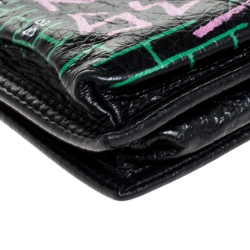 Pre Owned Balenciaga Black Leather Car Tag Explorer Pouch 