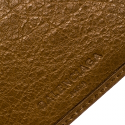 Pre Owned Balenciaga Brown Leather Screw Bifold Card Holder