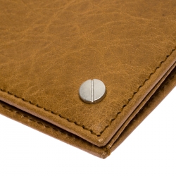 Pre Owned Balenciaga Brown Leather Screw Bifold Card Holder