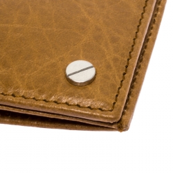 Pre Owned Balenciaga Brown Leather Screw Bifold Card Holder