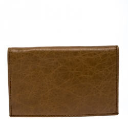 Pre Owned Balenciaga Brown Leather Screw Bifold Card Holder