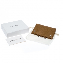 Pre Owned Balenciaga Brown Leather Screw Bifold Card Holder