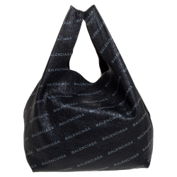 Pre Owned Balenciaga Black Leather Supermarket Shopper Bag