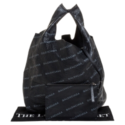 Pre Owned Balenciaga Black Leather Supermarket Shopper Bag
