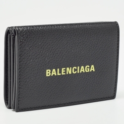 Balenciaga Black Logo Flap Card Case
