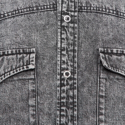 Pre Owned Balenciaga Grey Washed Denim Ripped Cuff Shirt L