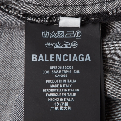 Pre Owned Balenciaga Grey Washed Denim Ripped Cuff Shirt L