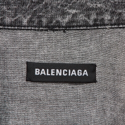 Pre Owned Balenciaga Grey Washed Denim Ripped Cuff Shirt L